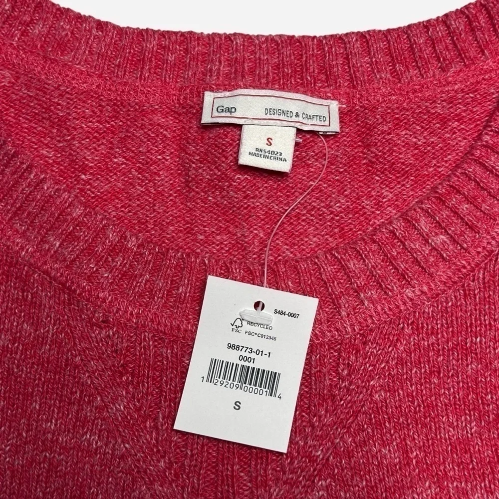 NWT GAP Women's Dark Pink Heather Cotton Crewneck Sweater Size S